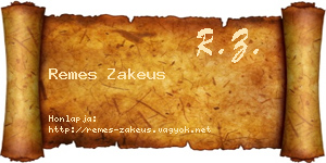 Remes Zakeus névjegykártya
